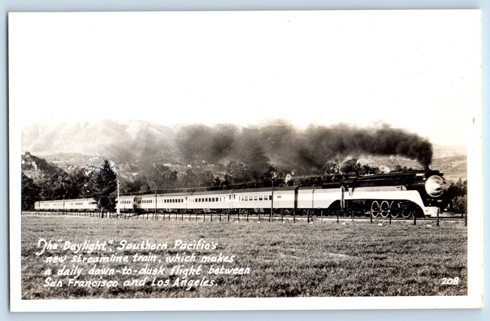 Los Angeles CA Postcard RPPC Photo The Daylight Southern Pacific\'s Train c1940\'s