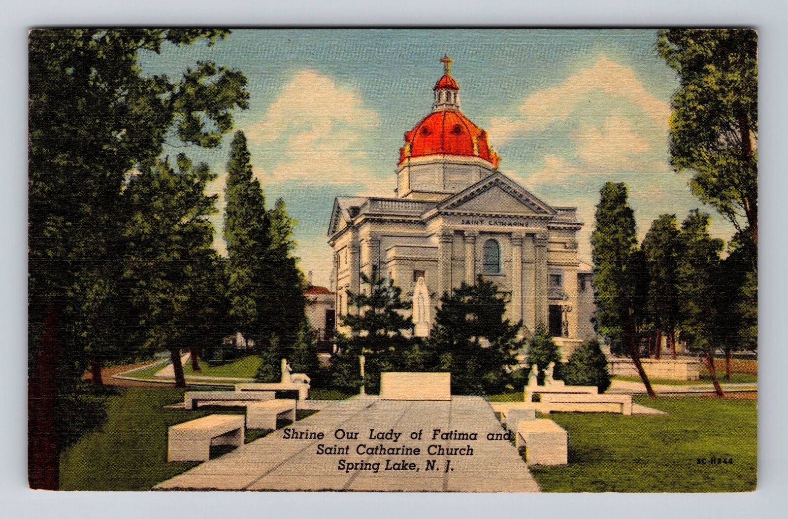 Spring Lake NJ-New Jersey, Shrine Our Lady Fatima And Church, Vintage Postcard