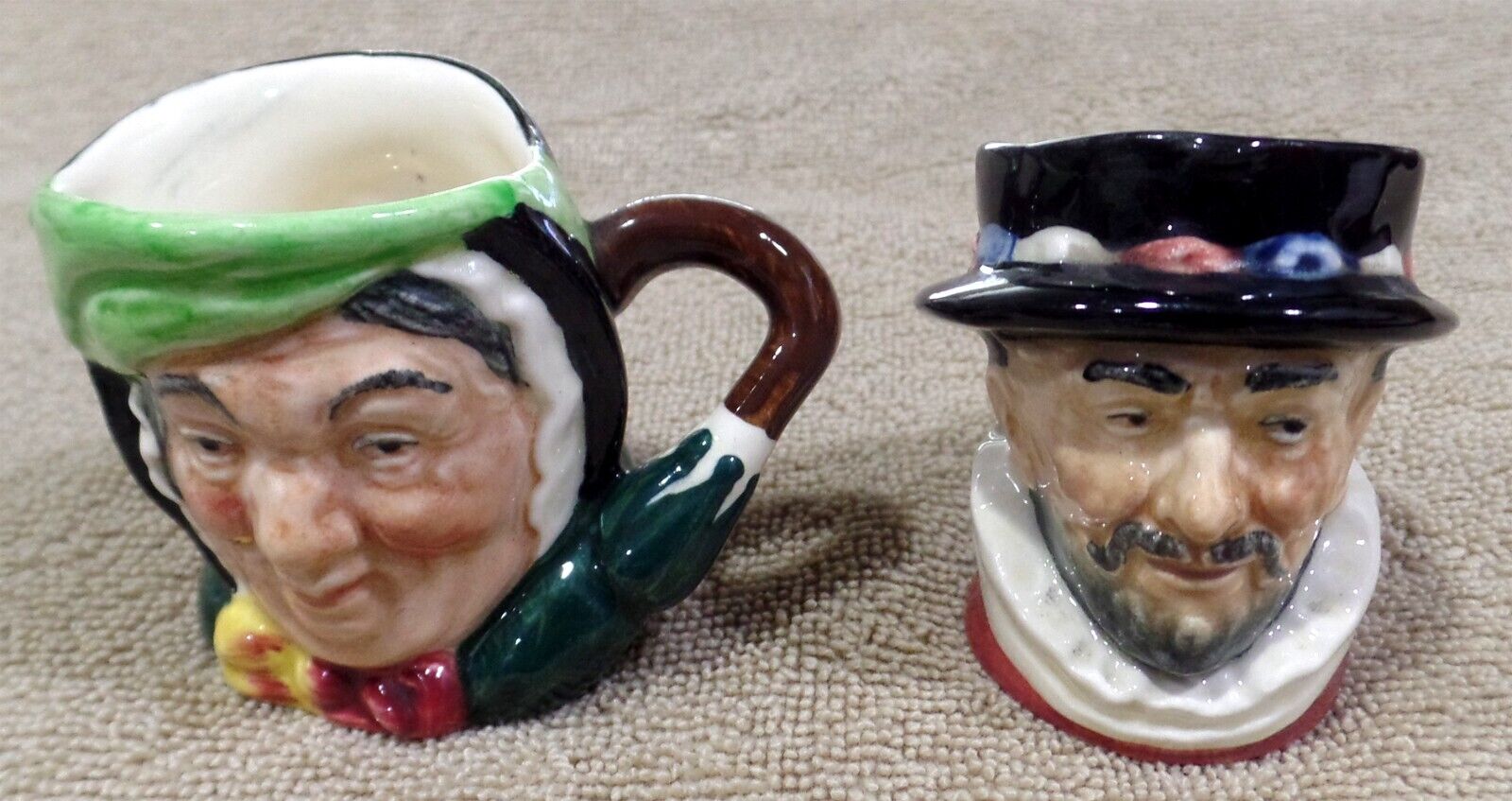 Lot of (2) Vintage Royal Doulton Miniature Toby Mugs - Sairey Gamp and Beefeater