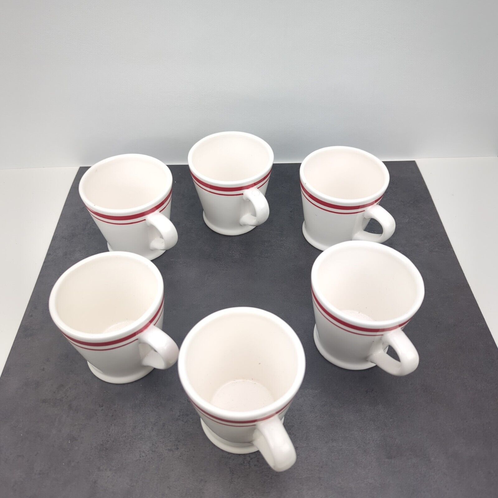 6x Lot Set Sur La Table Sainte-Germaine Collection Coffee Mugs Tea Cups Red