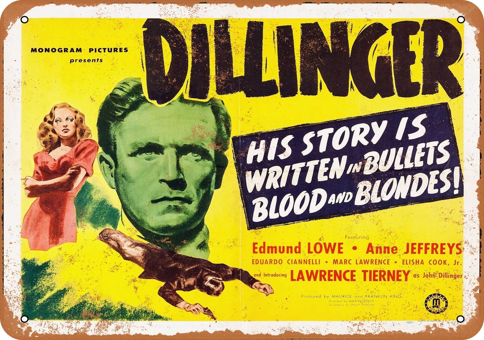 Metal Sign - 1945 Dillinger Movie -- Vintage Look