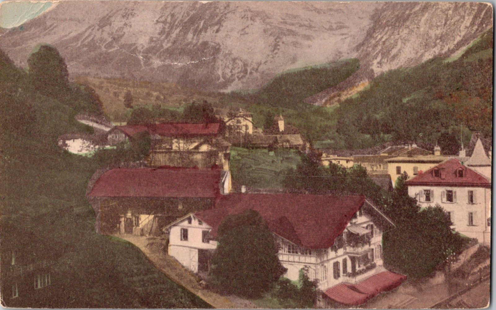 Vintage C. 1906 Grindelwald and Wettwerhorn Snow Mountain Switzerland Postcard