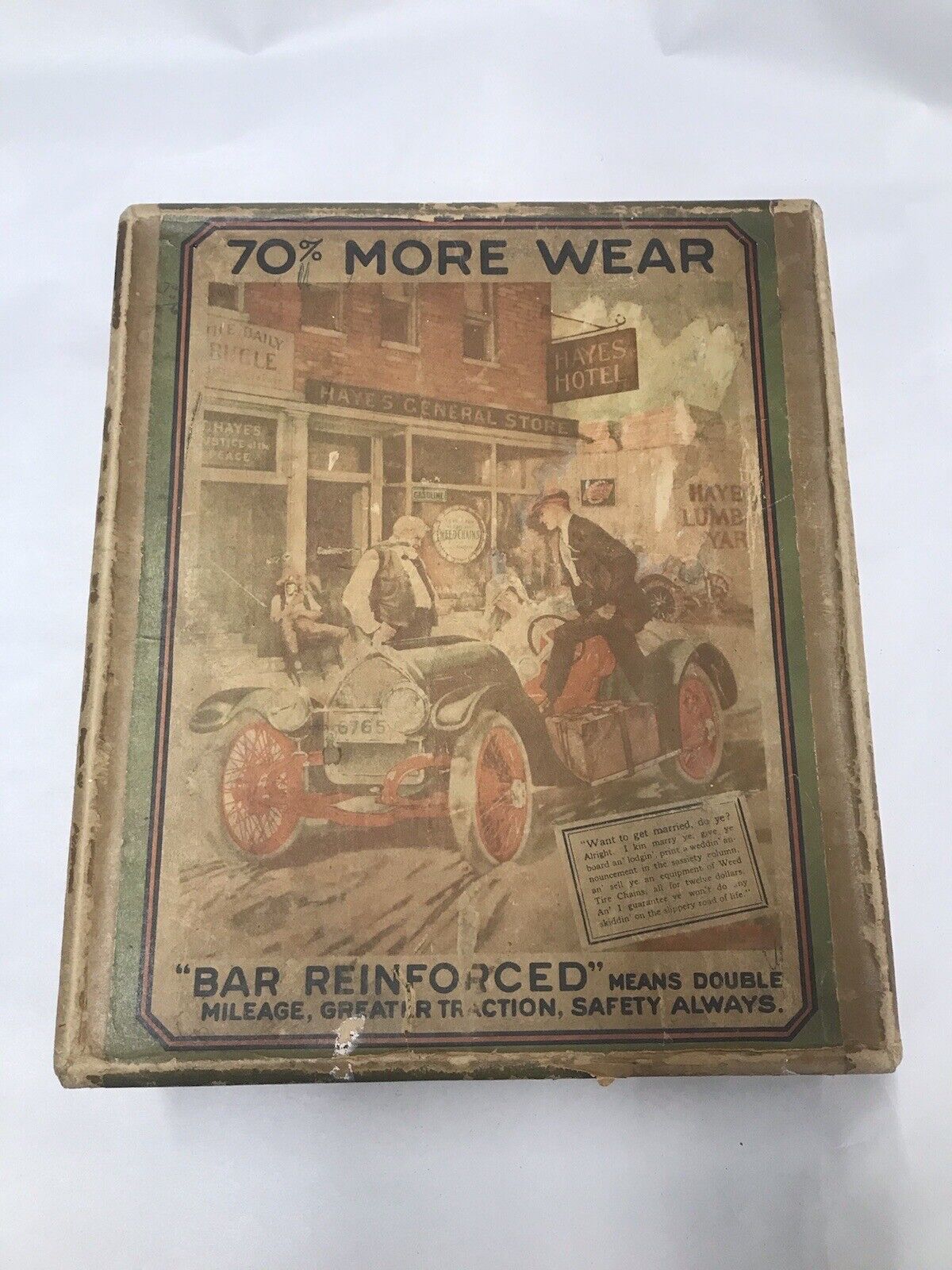 Weed Tire Chains Box Sign Antique 