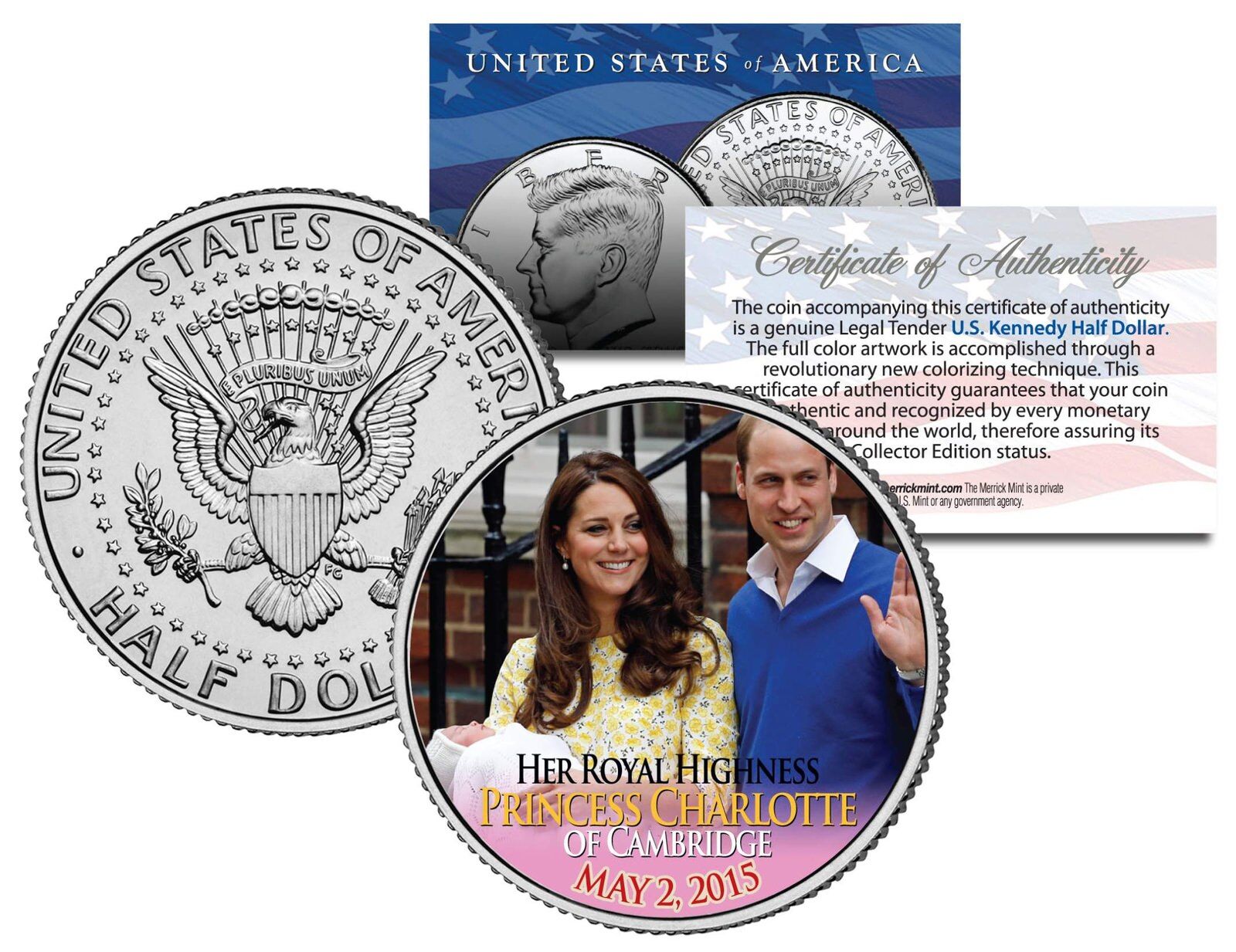PRINCESS CHARLOTTE of Cambridge 2015 JFK Half Dollar US Coin Prince William Kate
