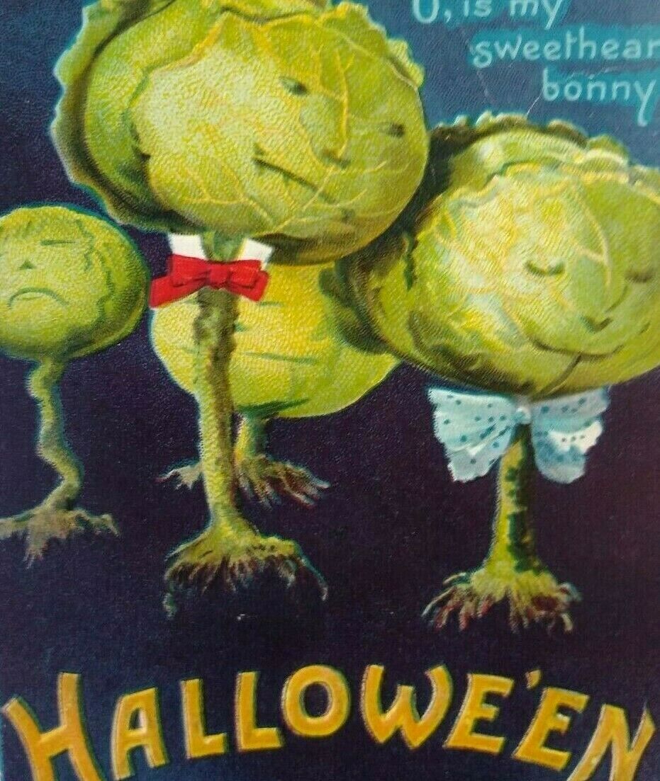 Halloween Postcard Ellen Clapsaddle Fantasy Humanized Cabbage Creature 978 