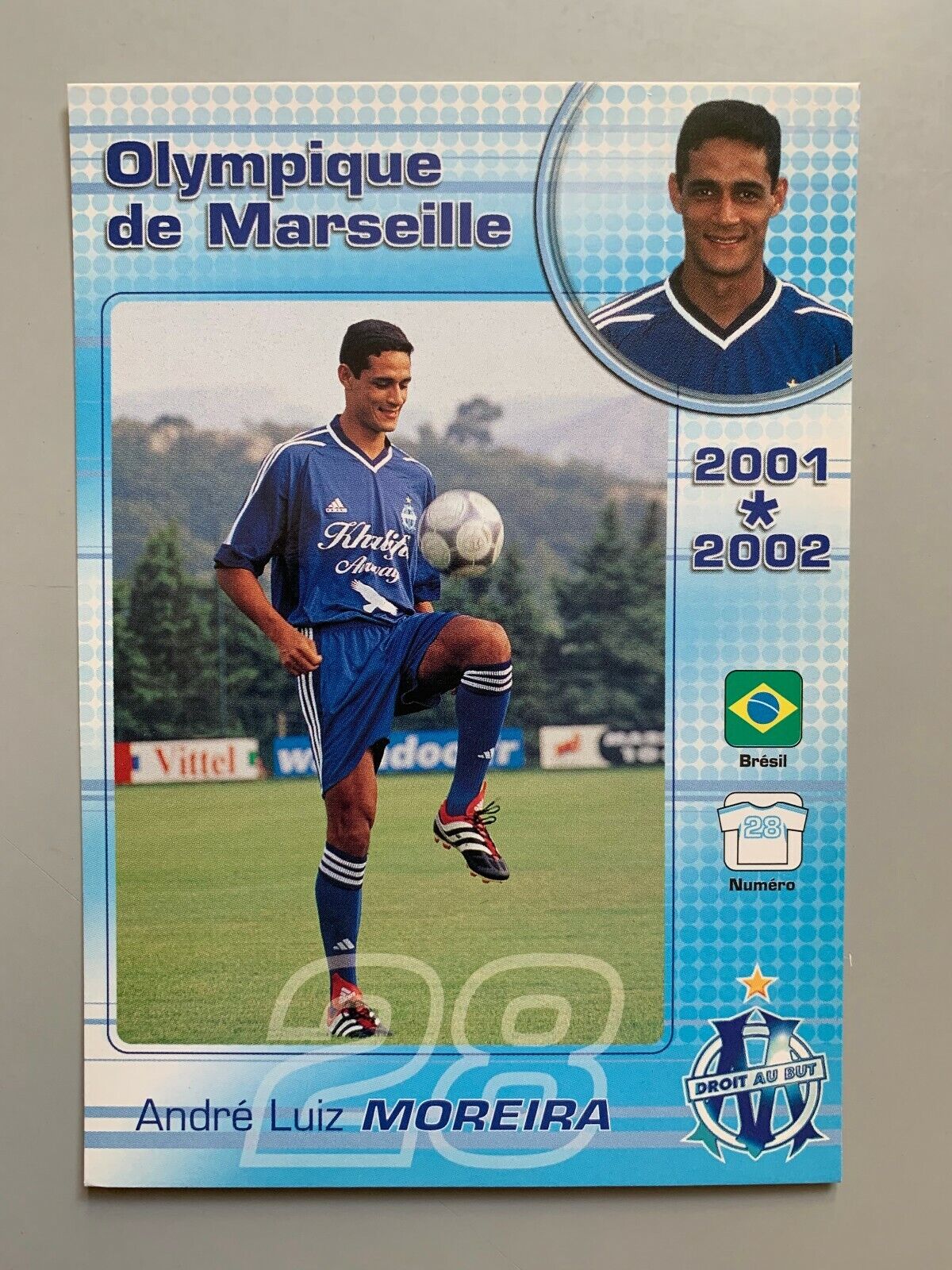 Vintage OM Olympique de Marseille 2001-2002 André Luiz Moreira CPA Postcard