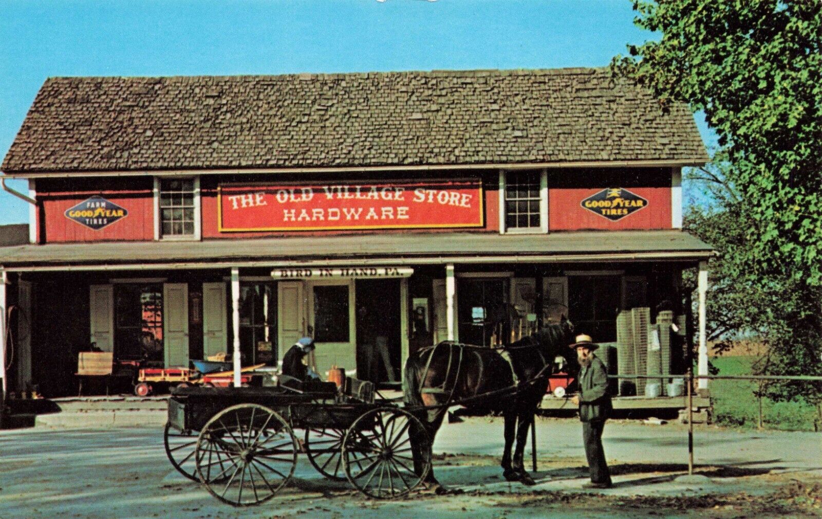 Postcard Amish Country The Old Village Store Shopping Horse Carriage Wagon
