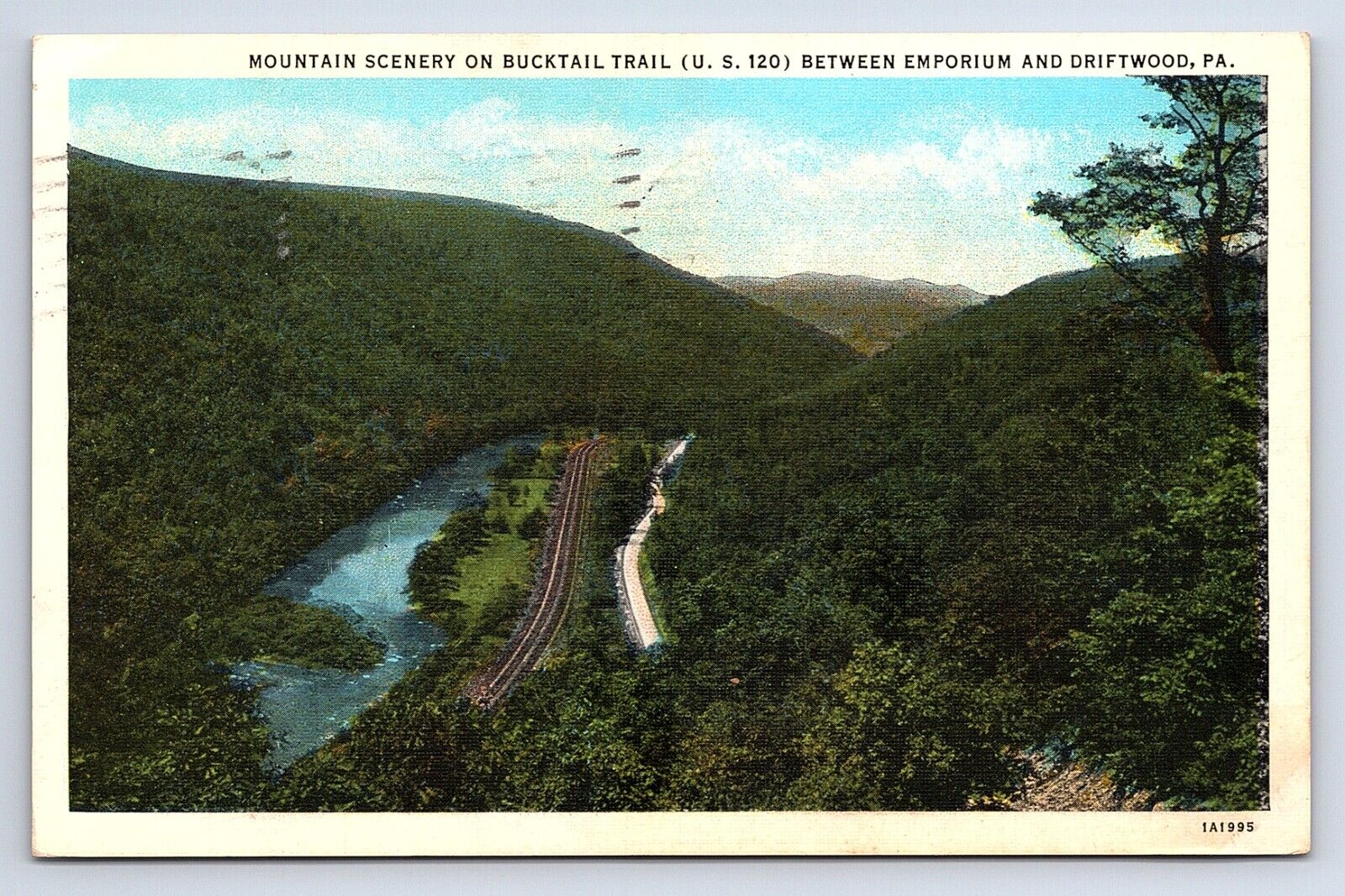 Postcard Bucktail Trail US 120 Between Emporium and Driftwood Pennsylvania PA