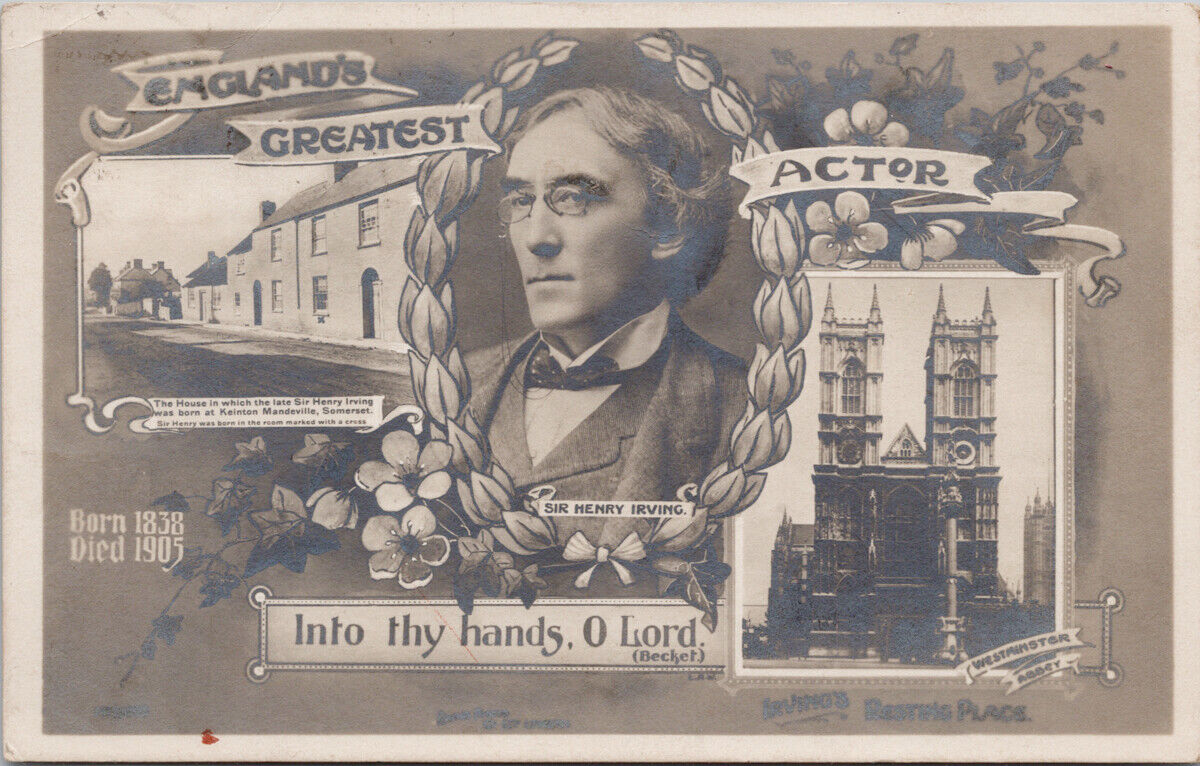 Sir Henry Irving England\'s Greatest Actor c1905 Rapid RPPC Postcard G83
