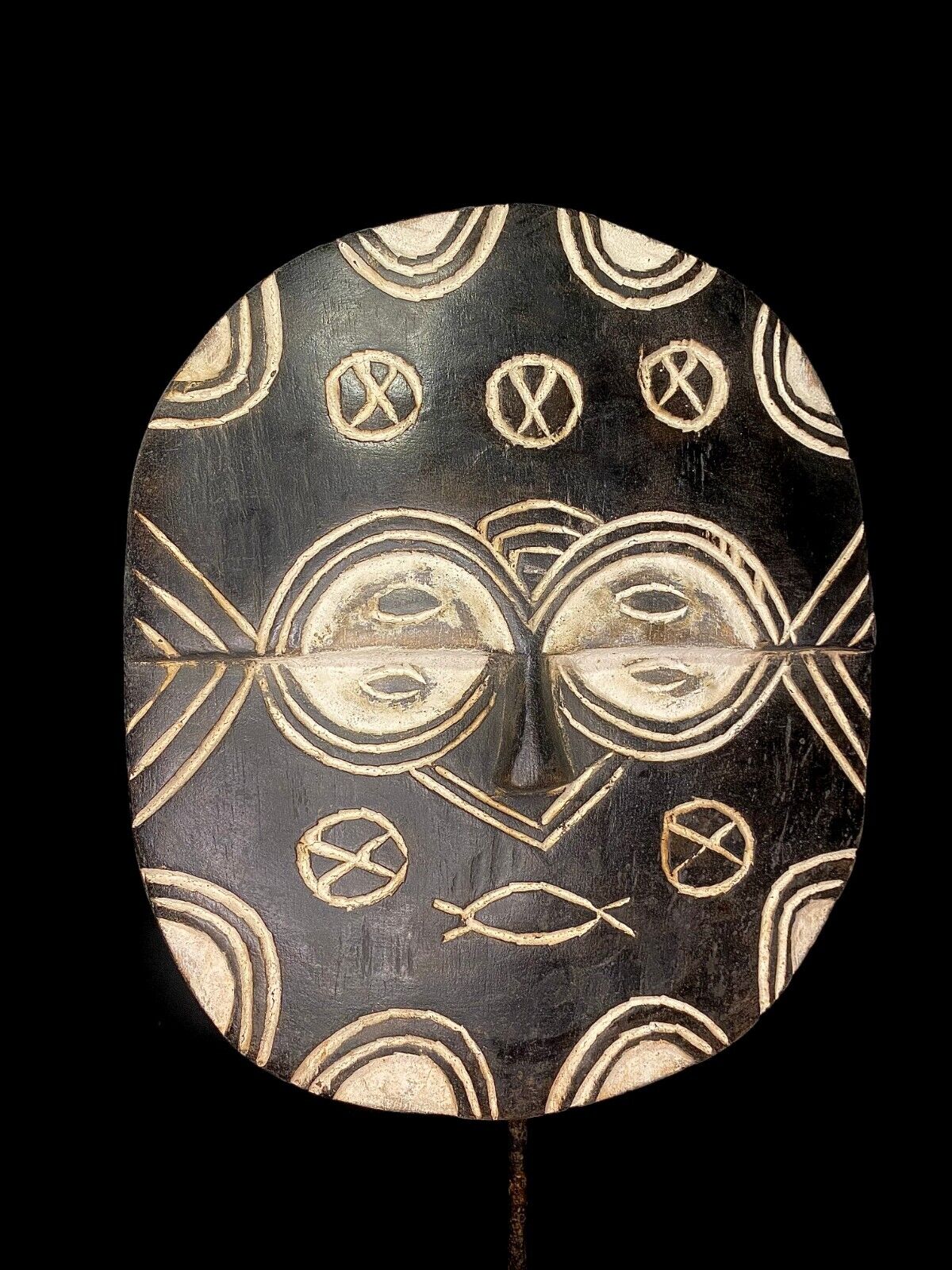  Teke African mask antiques tribal art Face vintage Wood Carved Vintage mas-5978