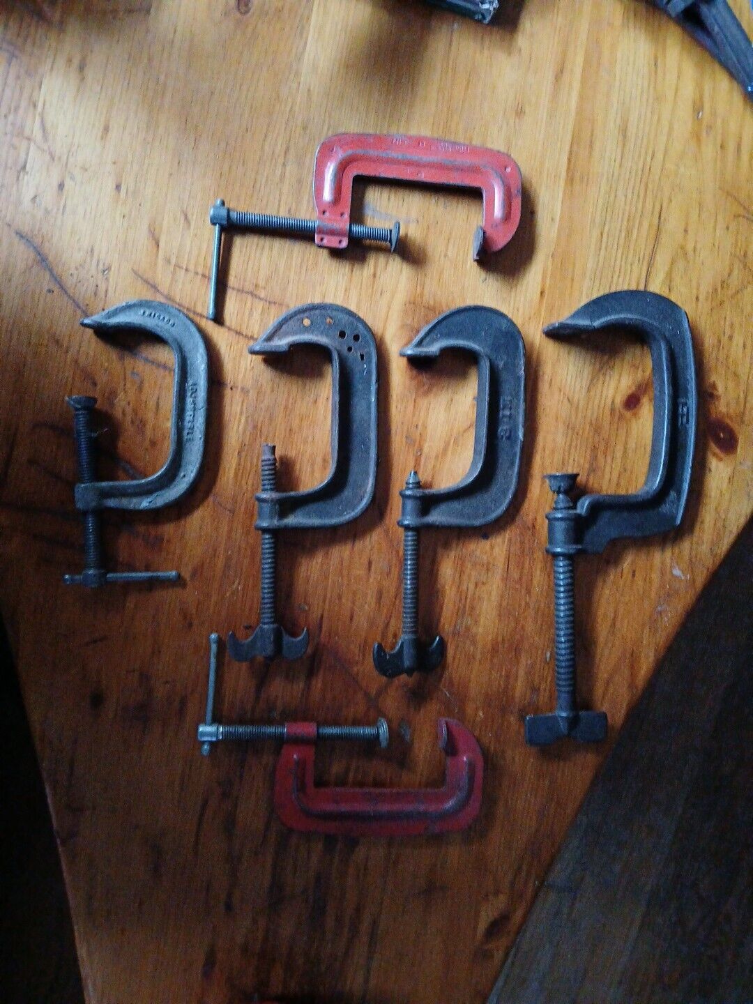 6 Vintage C Clamps Up To 4 Inch
