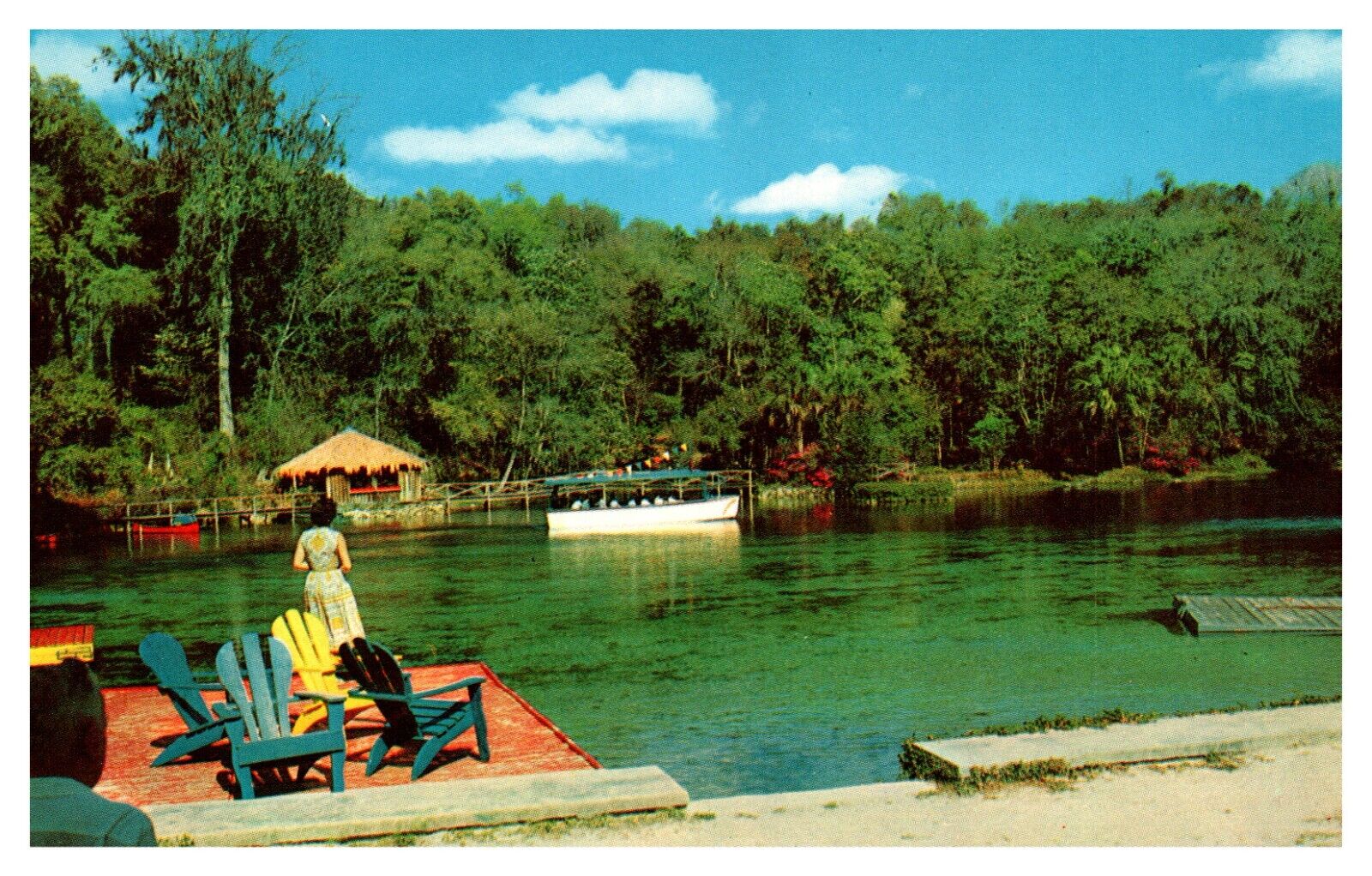 Florida\'s Beautiful Rainbow Springs Postcard With Boats and Families    # 586