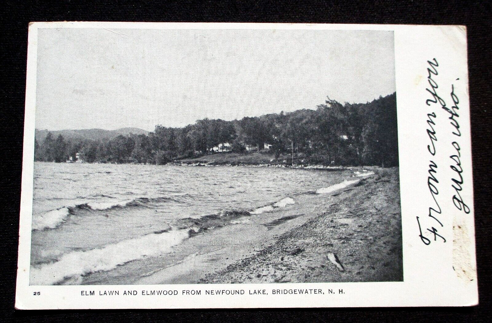 VINTAGE 1906 POSTCARD - ELM LAWN FROM NEWFOUND LAKE, BRIDGEWATER, NEW HEMPSHIRE