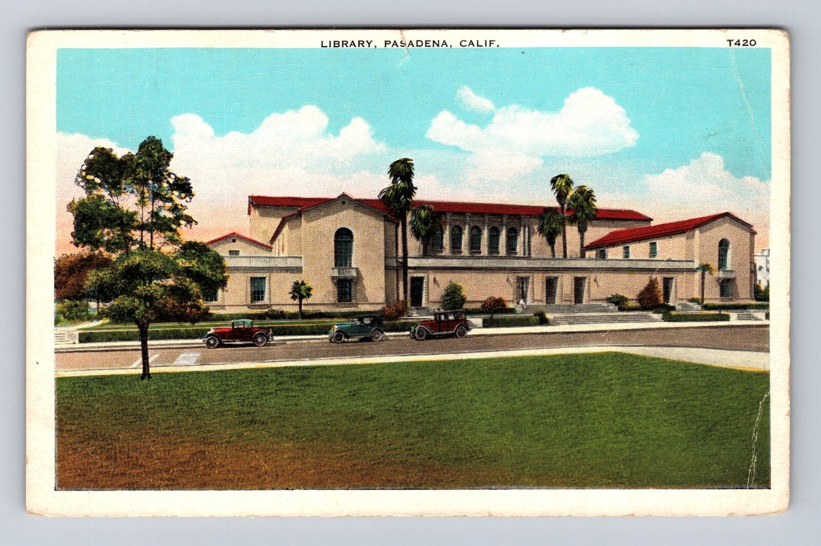 Pasadena CA- California, Library, Antique, Vintage Souvenir Postcard