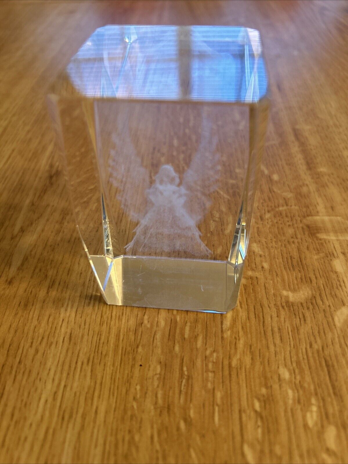 Angel Vintage 3D Laser Etched Crystal Paperweight Glass Holographic-Pretty 