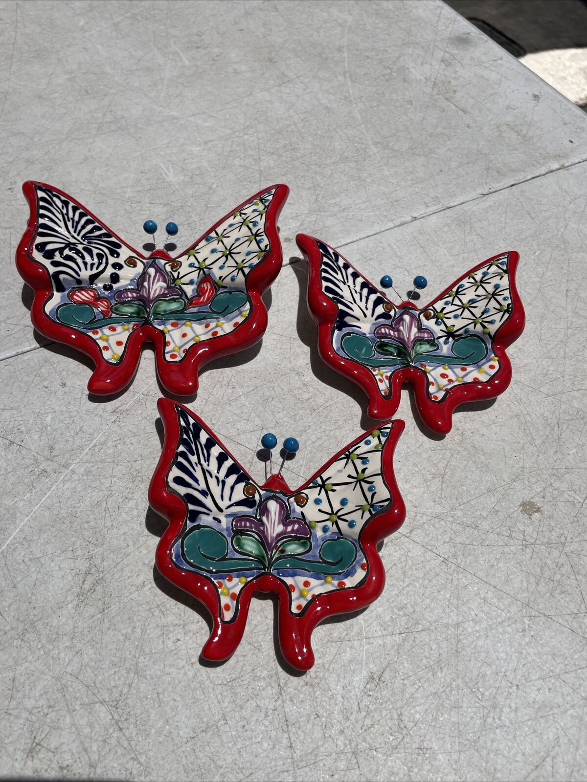 Talavera Butterfly Set of 3 Pcs. talavera pottery