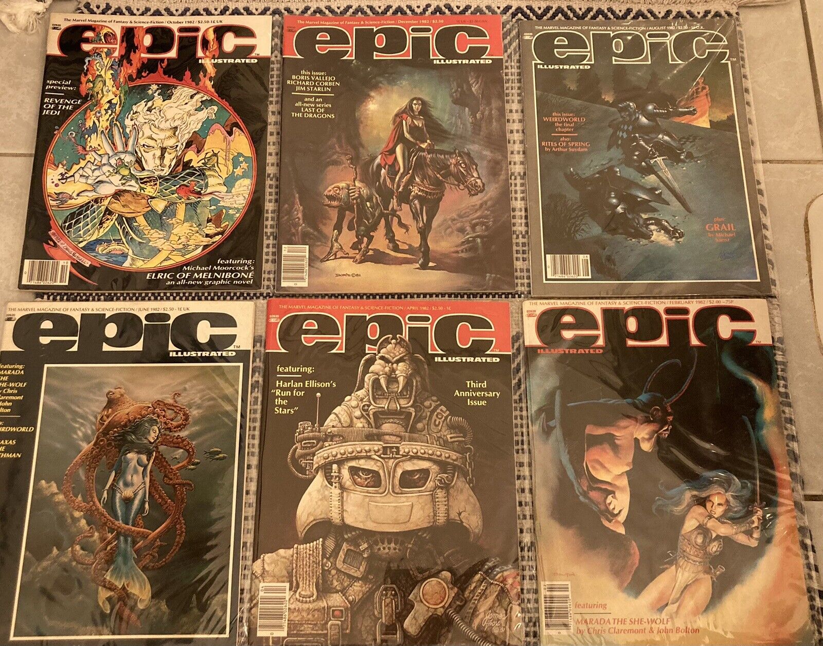 Epic Illustrated Magazines Marvel Comics 1982 - Lot of 6