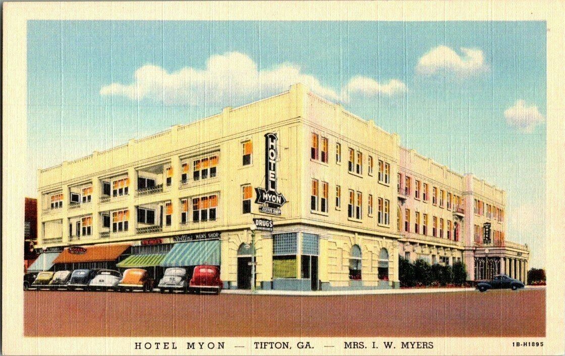 1940'S LINEN. HOTEL MYON. TIFTON, GA. POSTCARD SC6