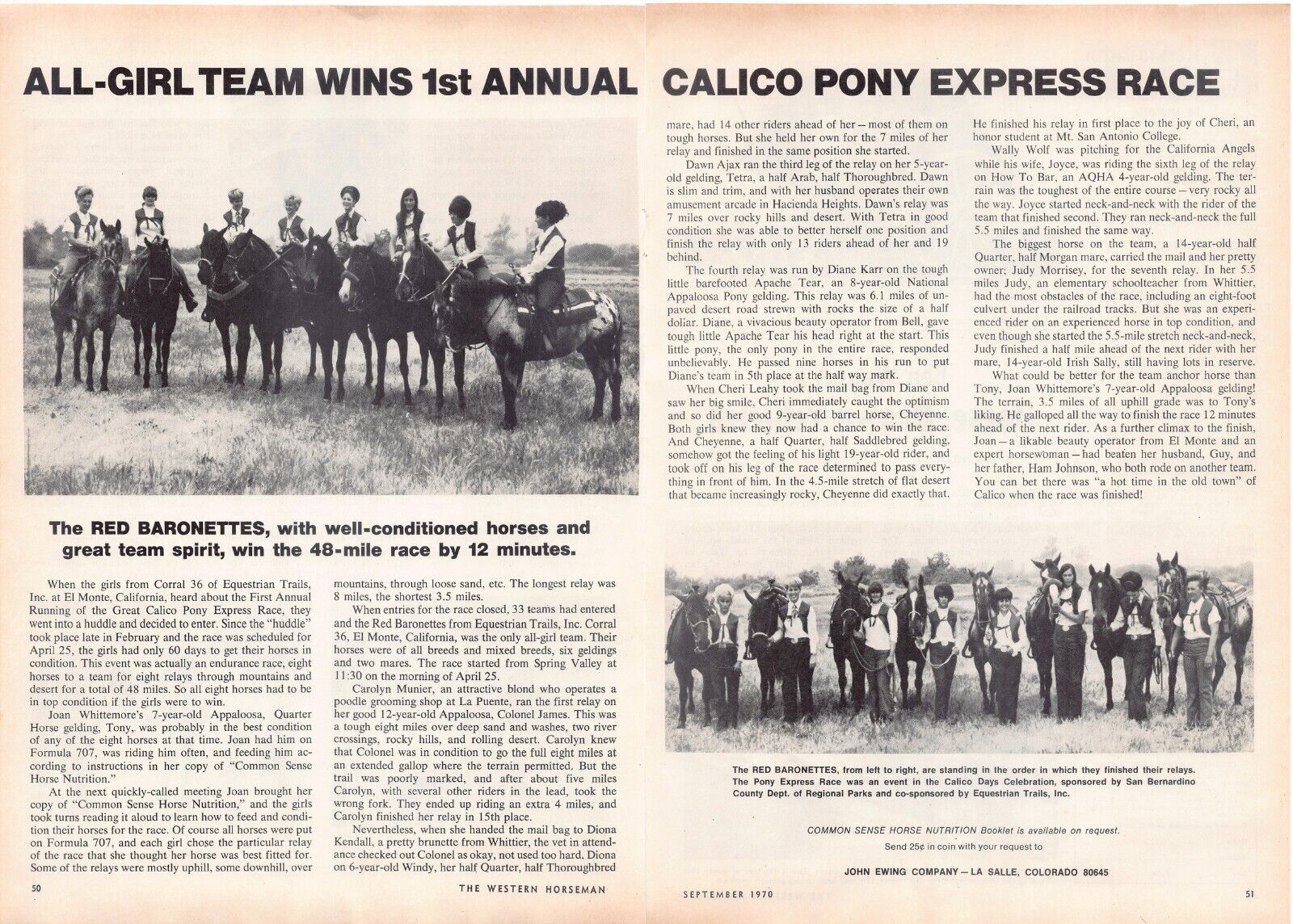 Pony Express 1970 Western Horseman Vintage Magazine Article Excerpt Announcement