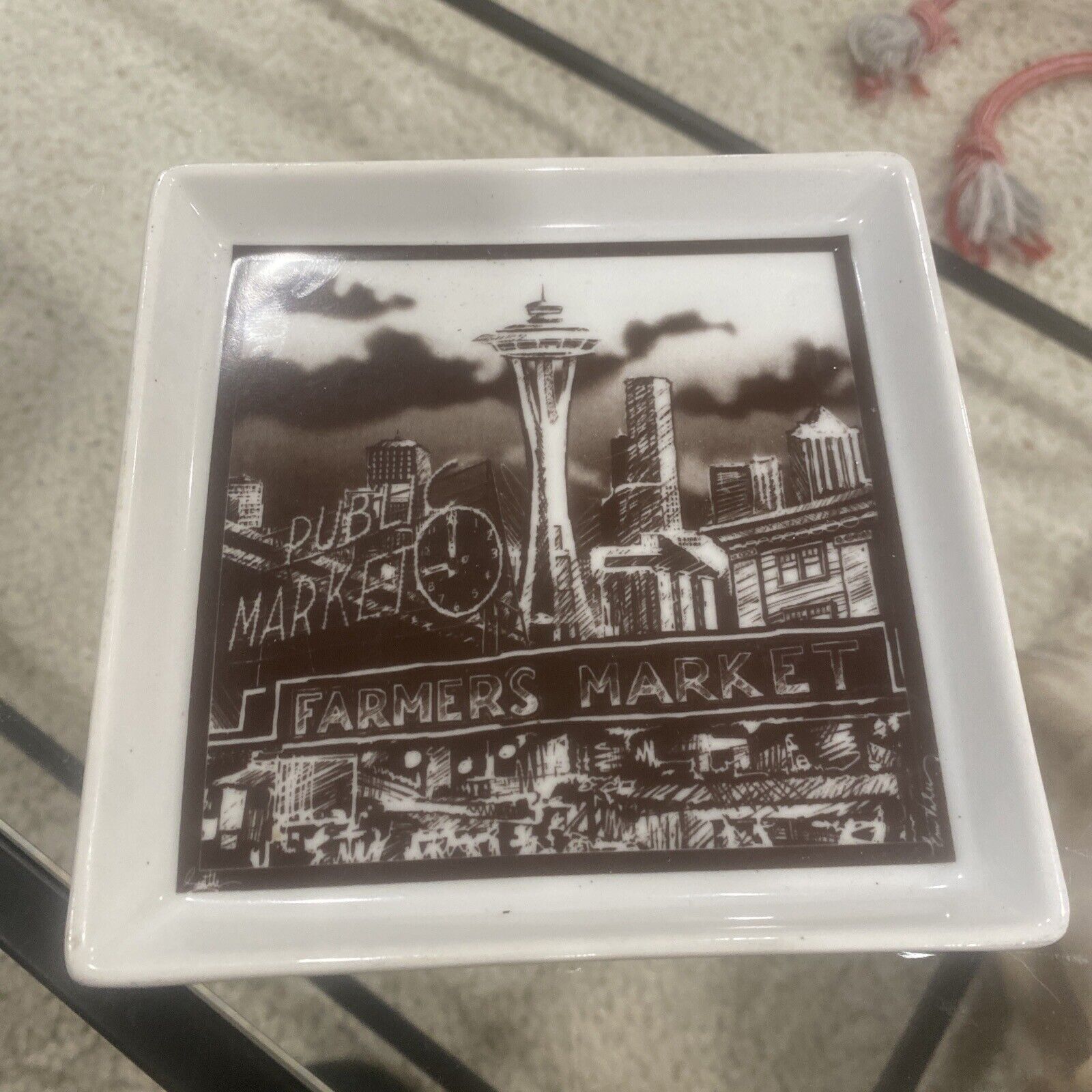 Carnival Cruise Plate Seattle American Table Square Bread Dip Dish Trinket EUC