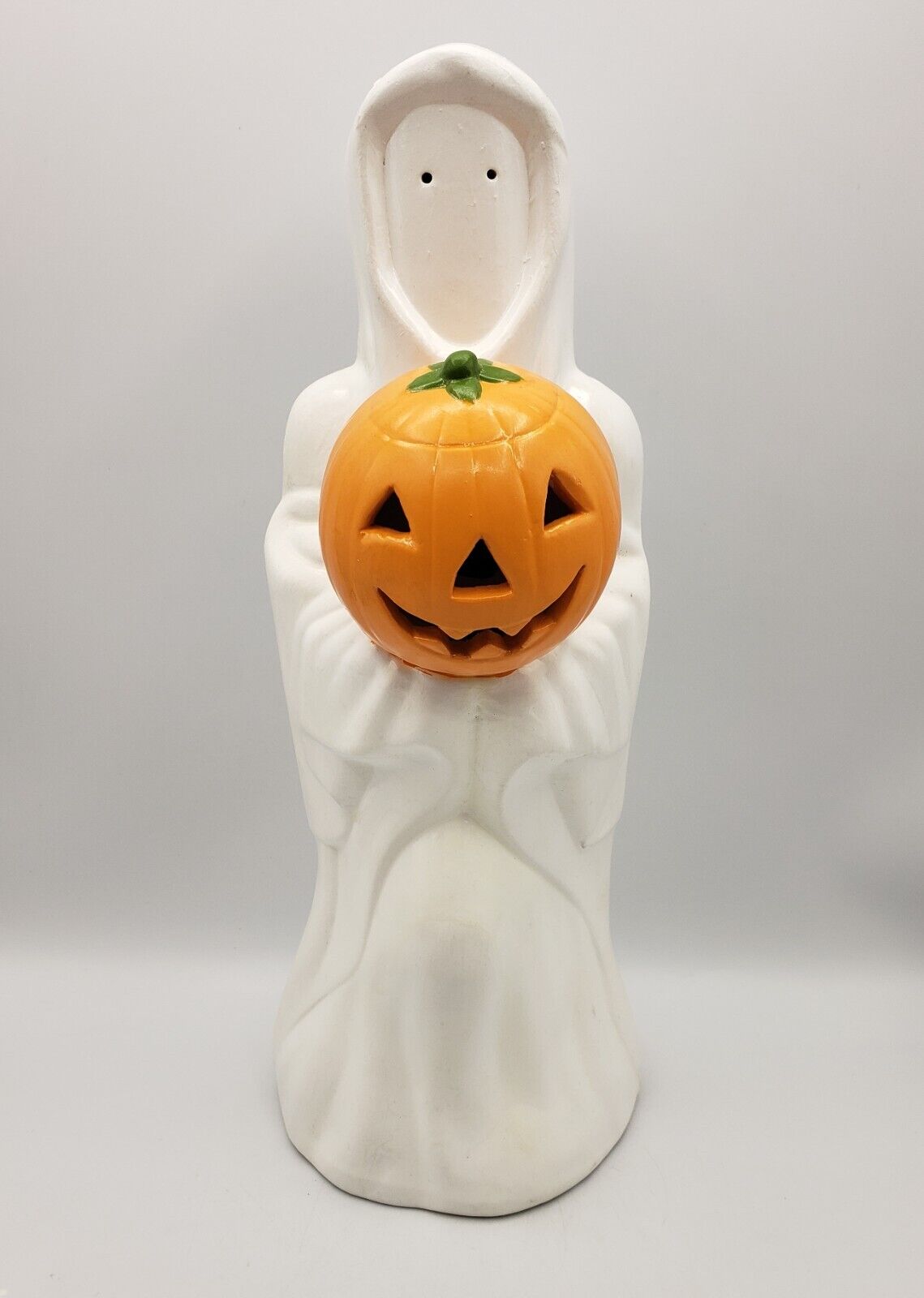 Vintage Mold Ceramic Halloween Ghost With Pumpkin 1987 BPH Signed 14” Tall RARE