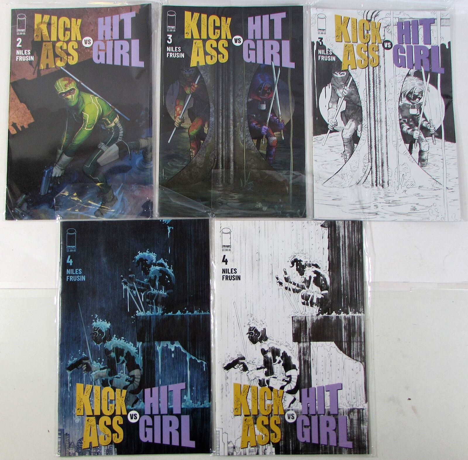 Kick Ass vs Hit Girl Lot of 5 #2, 3, 3 B, 4, 4 B Image (2020) Comic Books