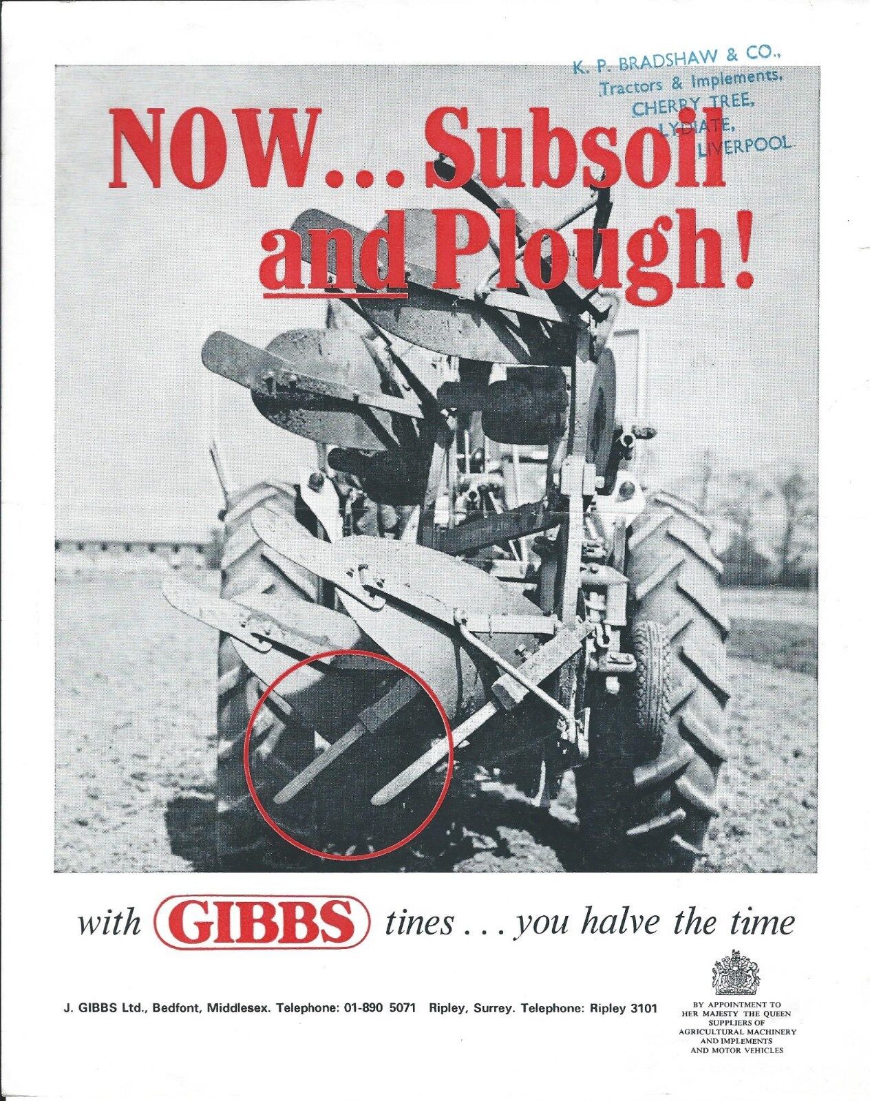 Farm Implement Brochure - Gibbs Mark III Subsoil Tyne Attachment c1970\'s (F5130)