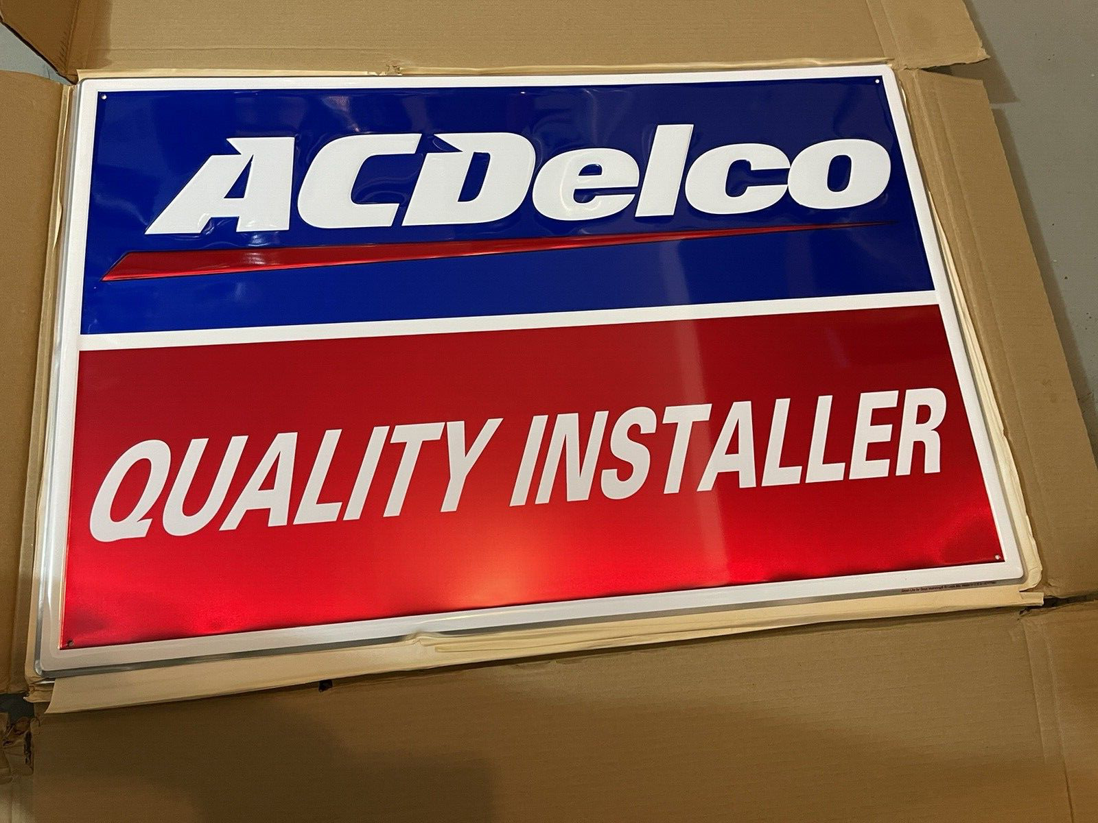Vintage AC Delco Quality Installer Single Sided Metal Sign ACDelco GM