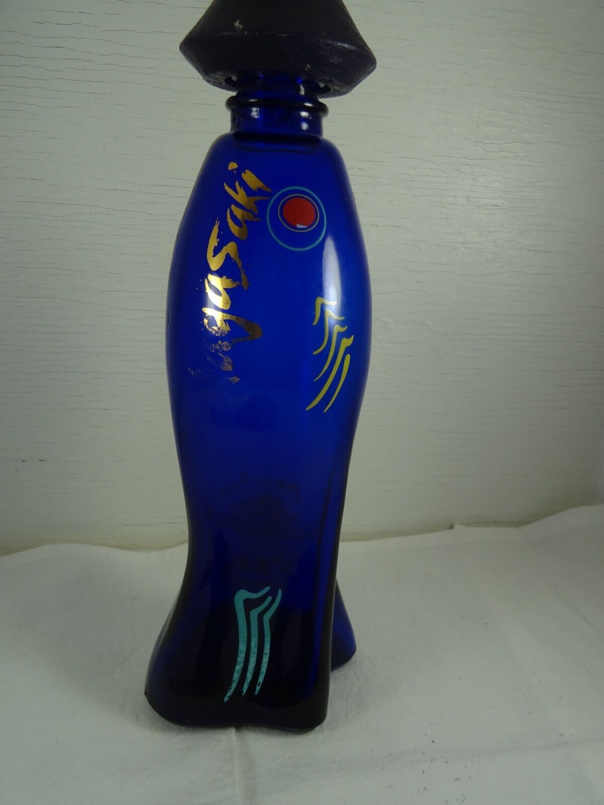 Vintage Nagasaki Junmai Ginjo Super Premium Sake Cobalt Blue Bottle Empty 375ml
