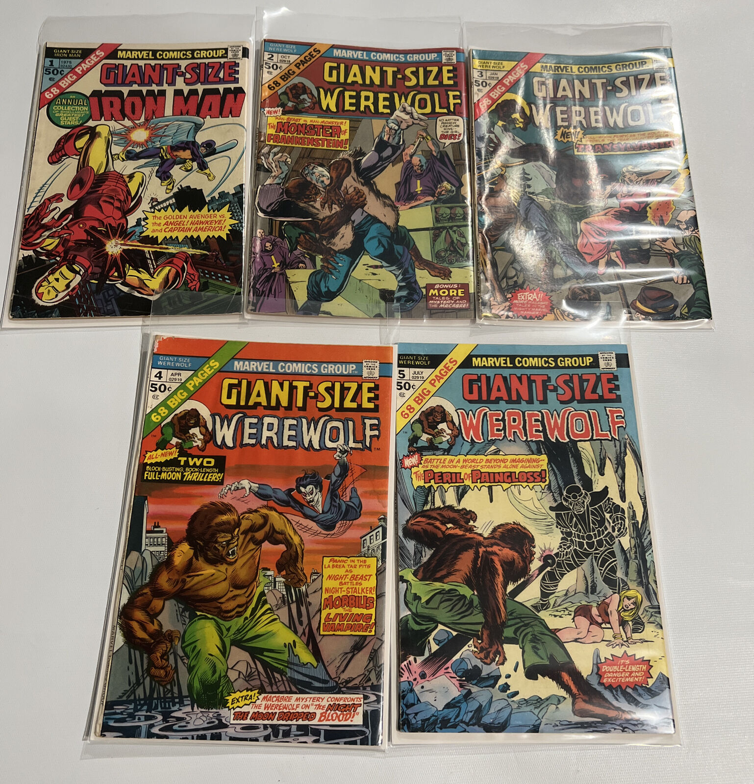 Giant-Size Werewolf 2-5 Giant-Size Ironman #1 ONLY-ISSUE RARE Near Full Run 1974