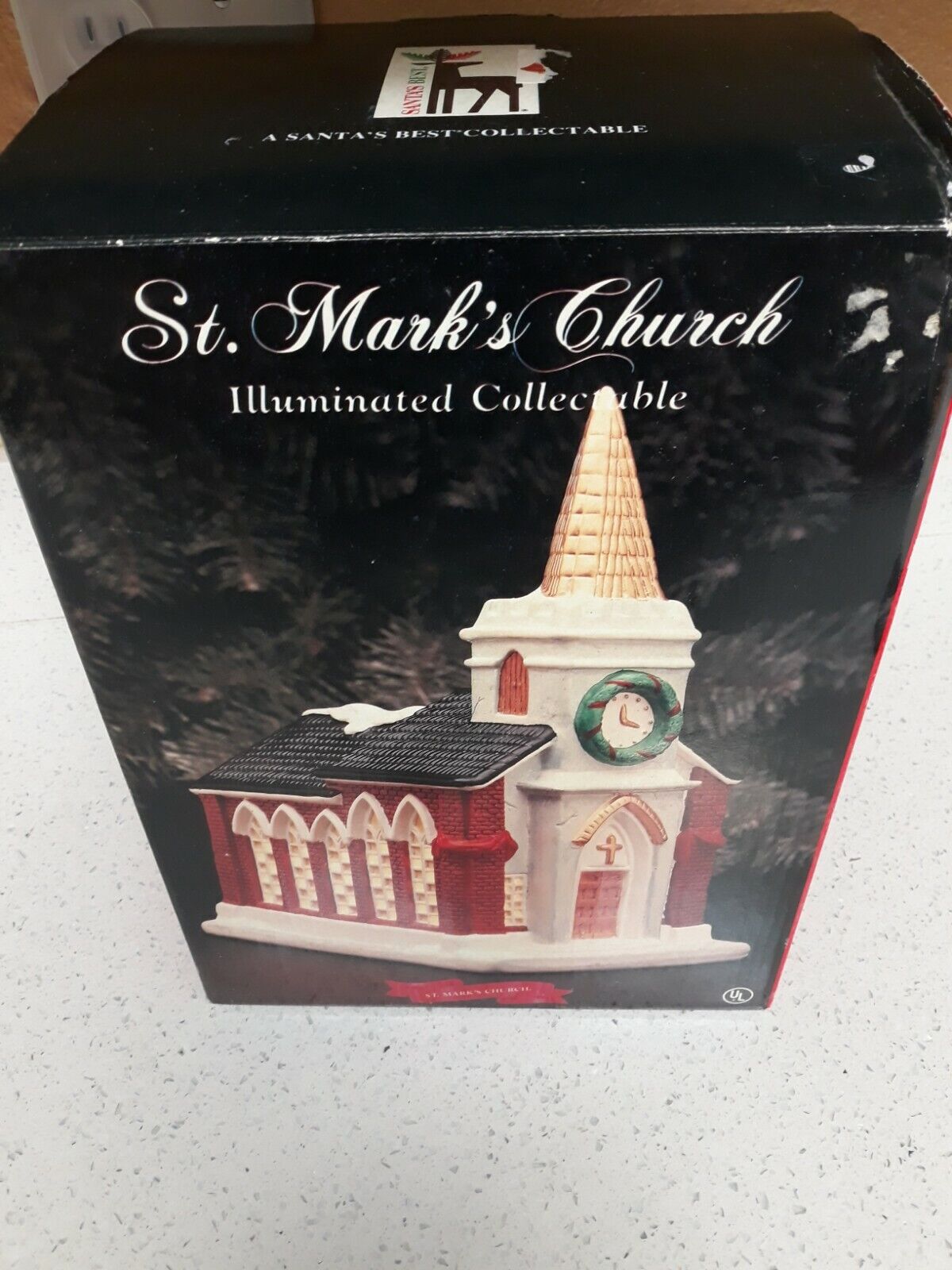 Santa’s Best Collectible 1994 ST. MARK\'S CHURCH ILLUMINATED Porcelain~ Box