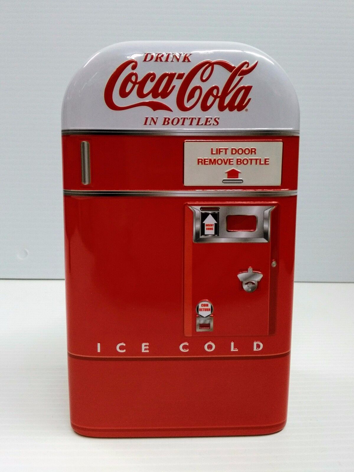Coca-Cola Vending Machine Tin Bank Red Drink In Bottles Coke Ice Cold
