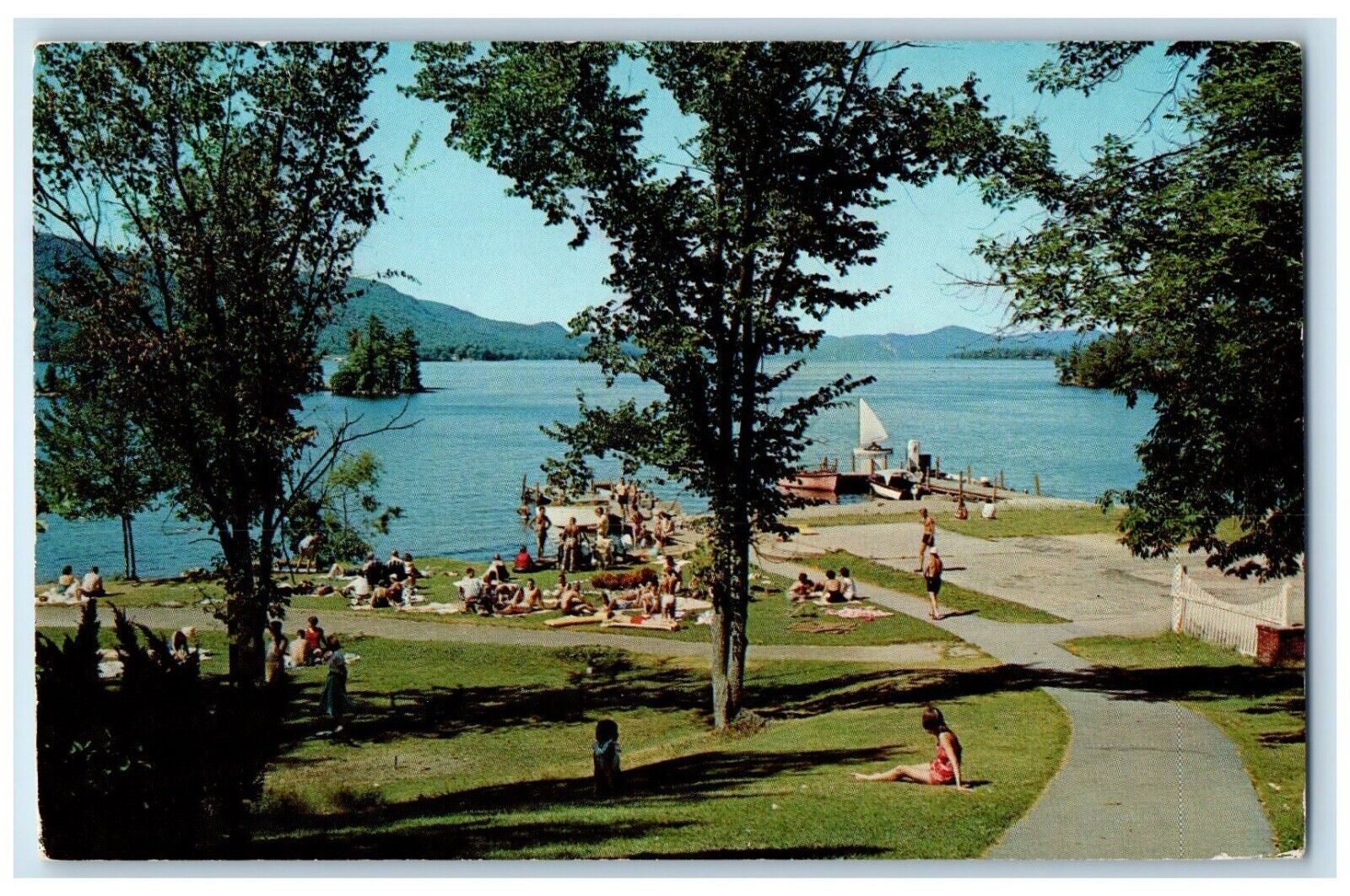 1963 Scenic View Huletts Landing Lake George New York NY Vintage Posted Postcard