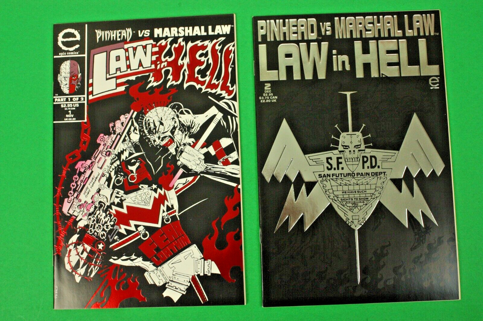 Pinhead vs Marshal Law - Law In Hell # 1, 2 Complete - Epic 1993 - Clive Barker
