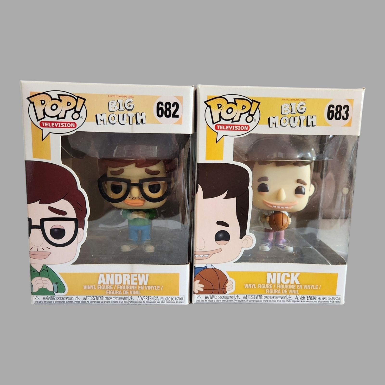 Set of 2 Funko Pop Television Big Mouth Characters #682 Andrew #683 Nick 2018