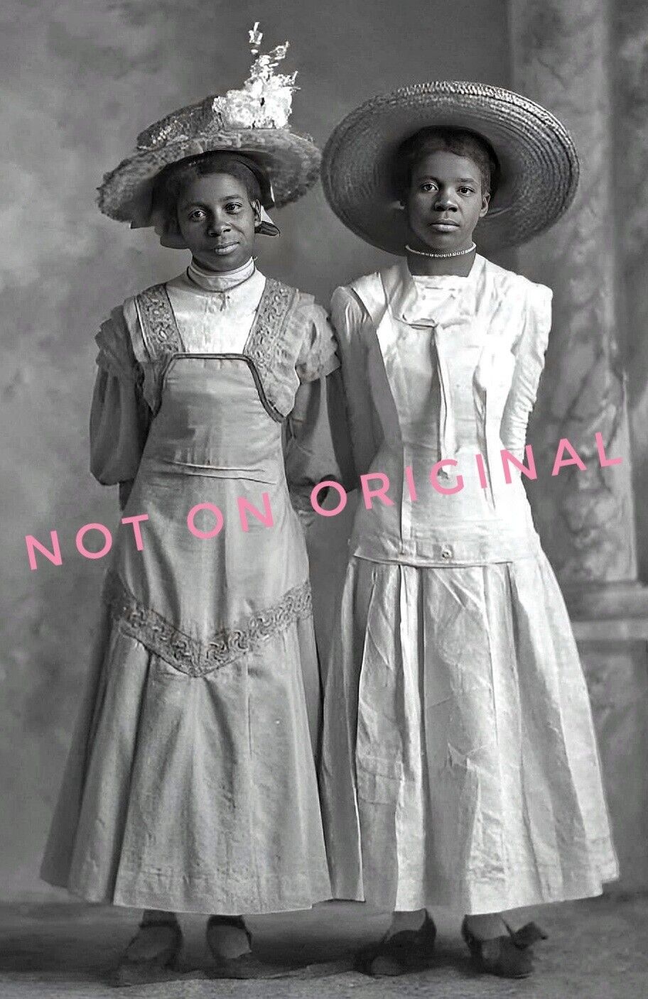 Vintage 1910\'s Photo Reprint of Edwardian Era African American Women Twins Girls