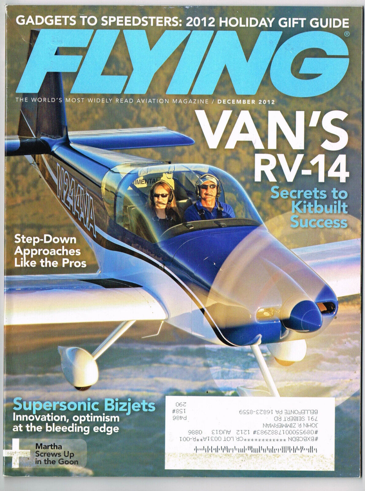 FLYING Magazine December 2012, Van\'s RV-14, Supersonic Bizjets