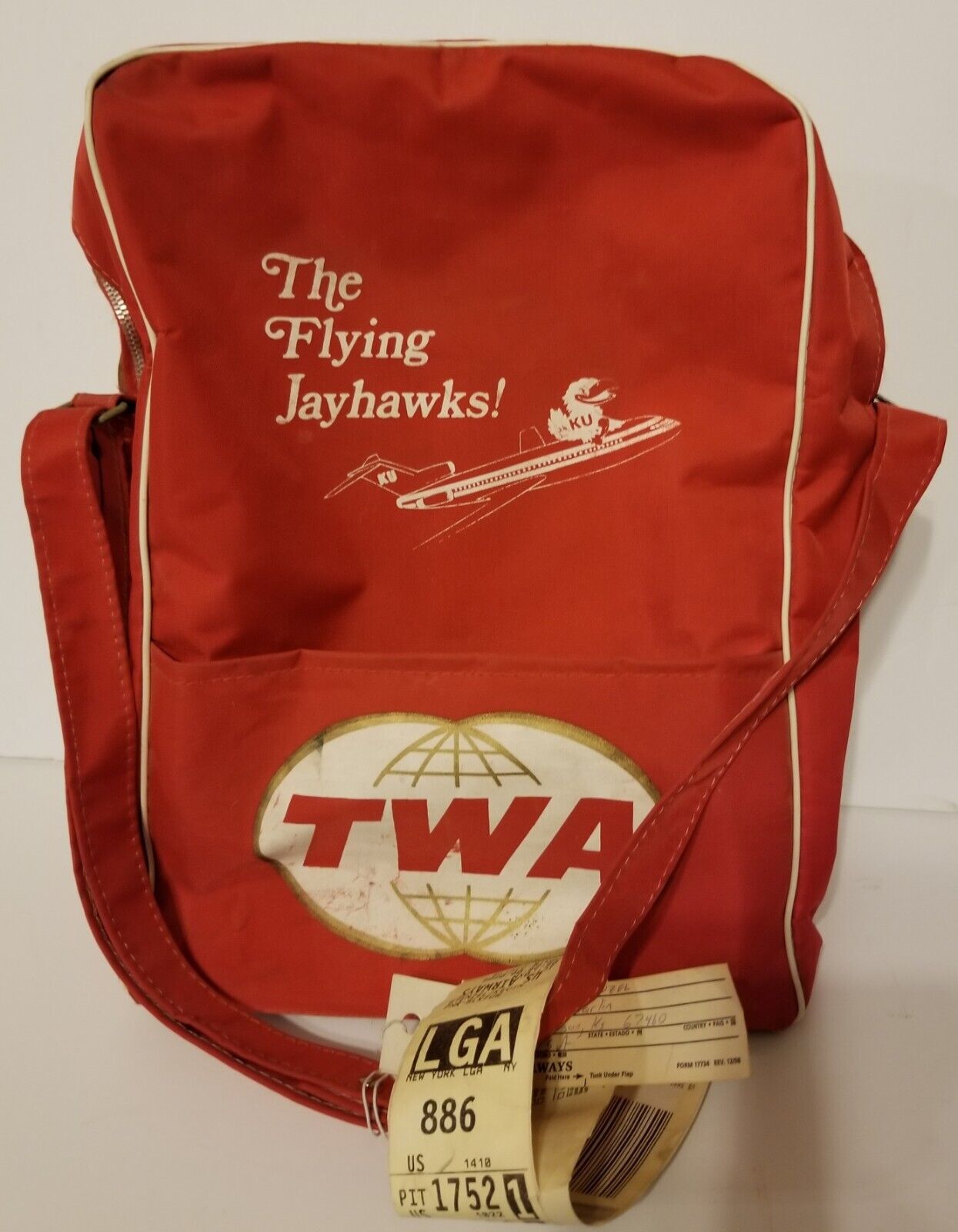 KU Flying JAYHAWKS TWA Flight Bag University of Kansas Tote Carry-on RARE 
