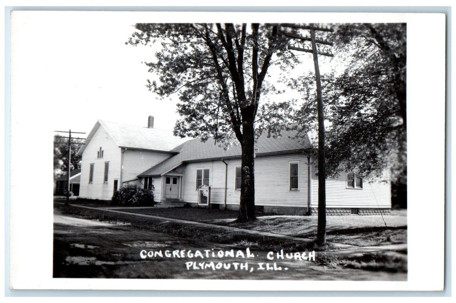 c1910's Congregational Church Plymouth Illinois IL RPPC Photo Antique Postcard