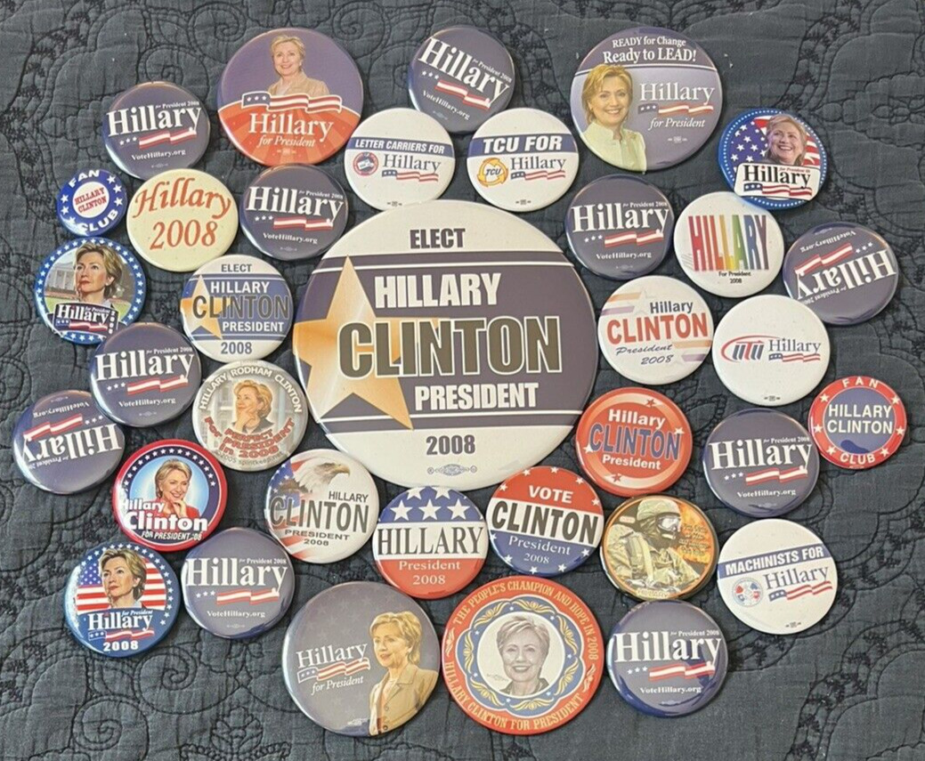 35 Different 2016 Hillary Clinton Presidential Campaign Buttons Lot Rare