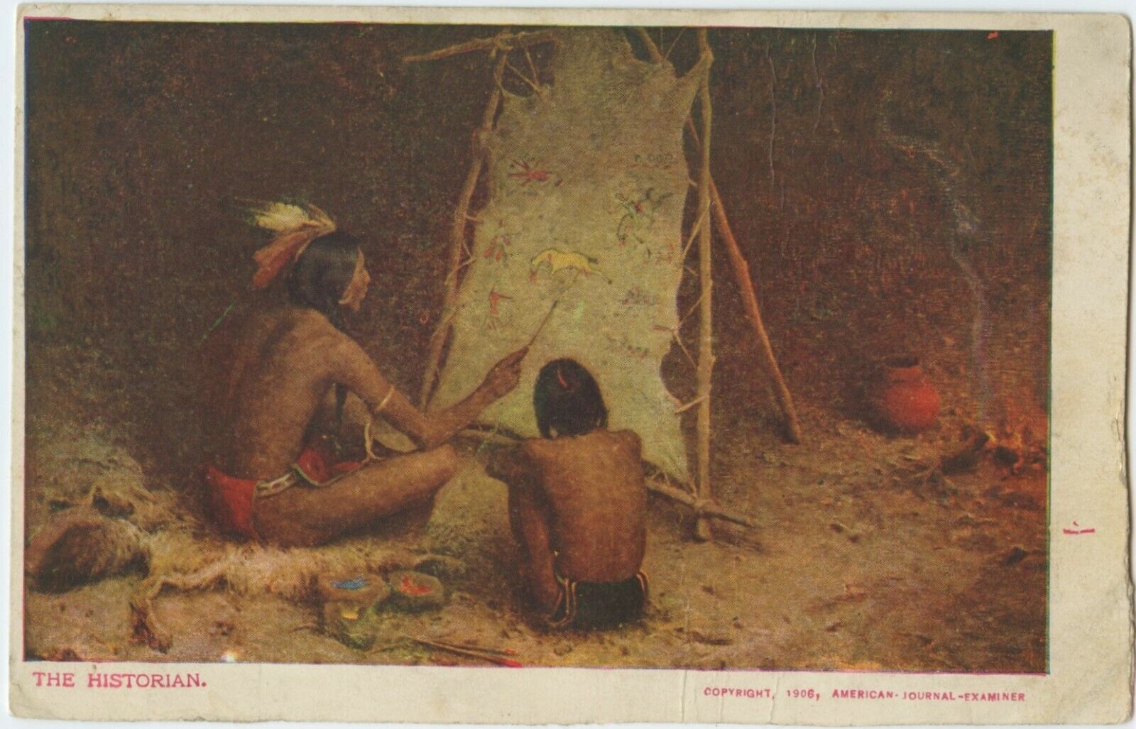 The Historian Indian Artist American Journal Examiner Vintage Postcard Unposted 