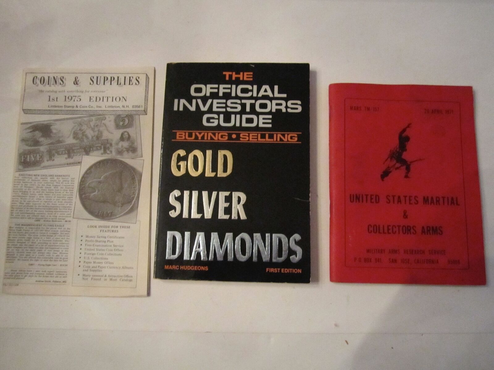 1971 U.S. MARTIAL & COLLECTOR'S ARMS, 1975 COINS & SUPPLIES, 1985 GOLD BOOK BB-1