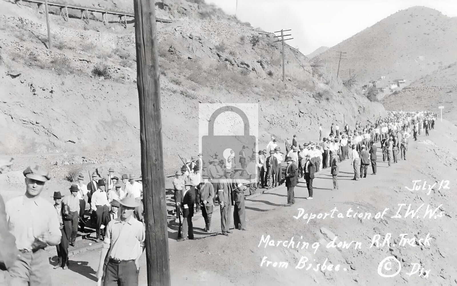 Deportation Railroad Tracks Bisbee Arizona AZ Reprint Postcard