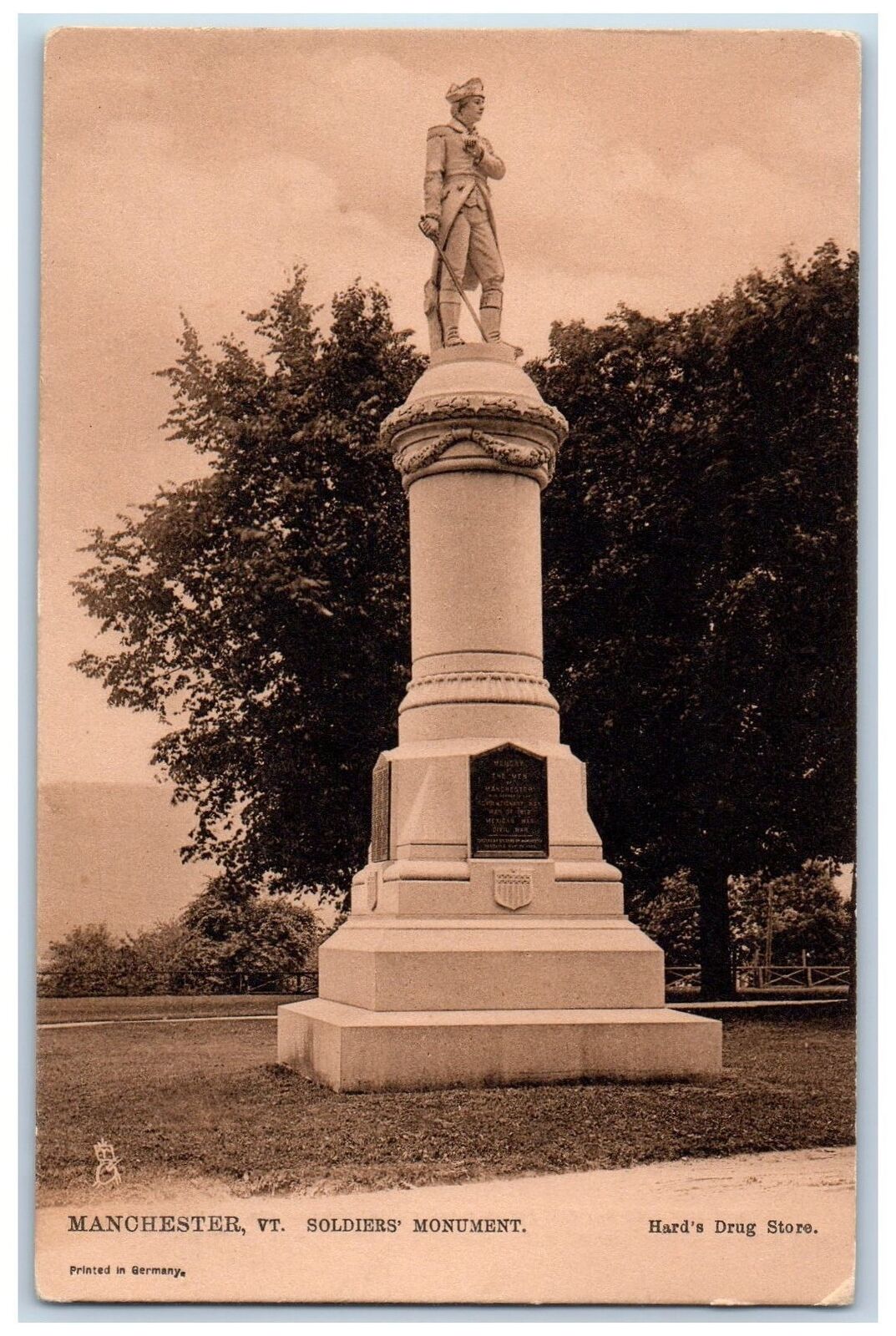 Manchester Vermont VT RPPC Photo Postcard Soldiers\' Monument Scene c1905\'s Tuck