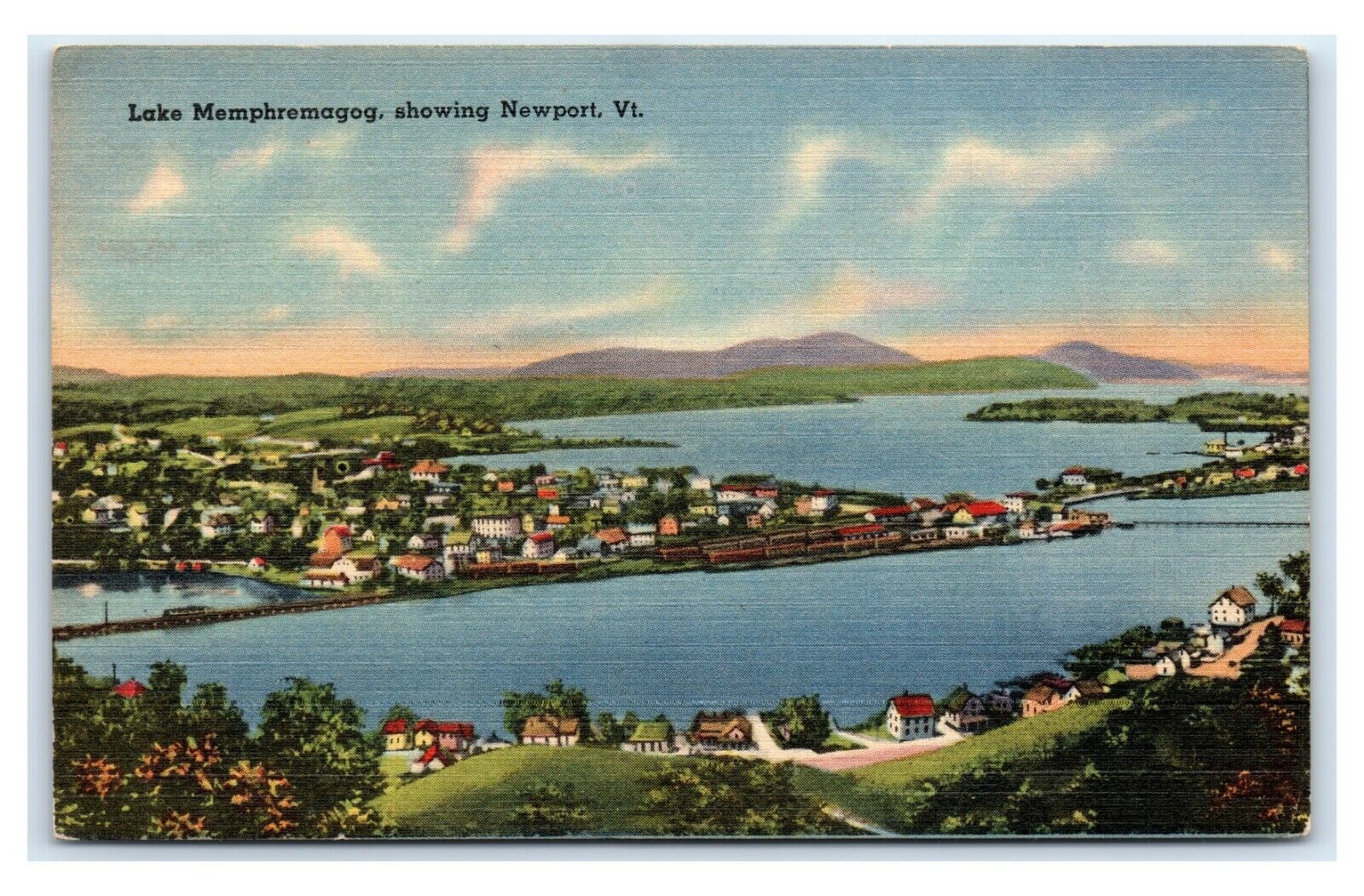Postcard Lake Memphremagog showing Newport VT 1953 J18