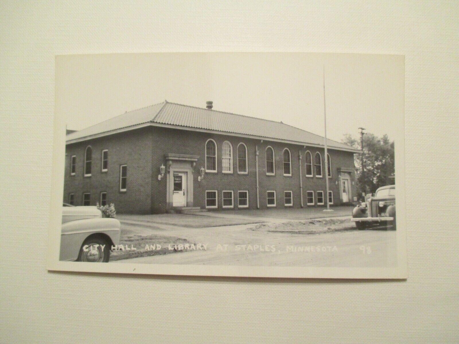 RPPC Staples Minnesota Postcard City Hall and Library Real Photo MN