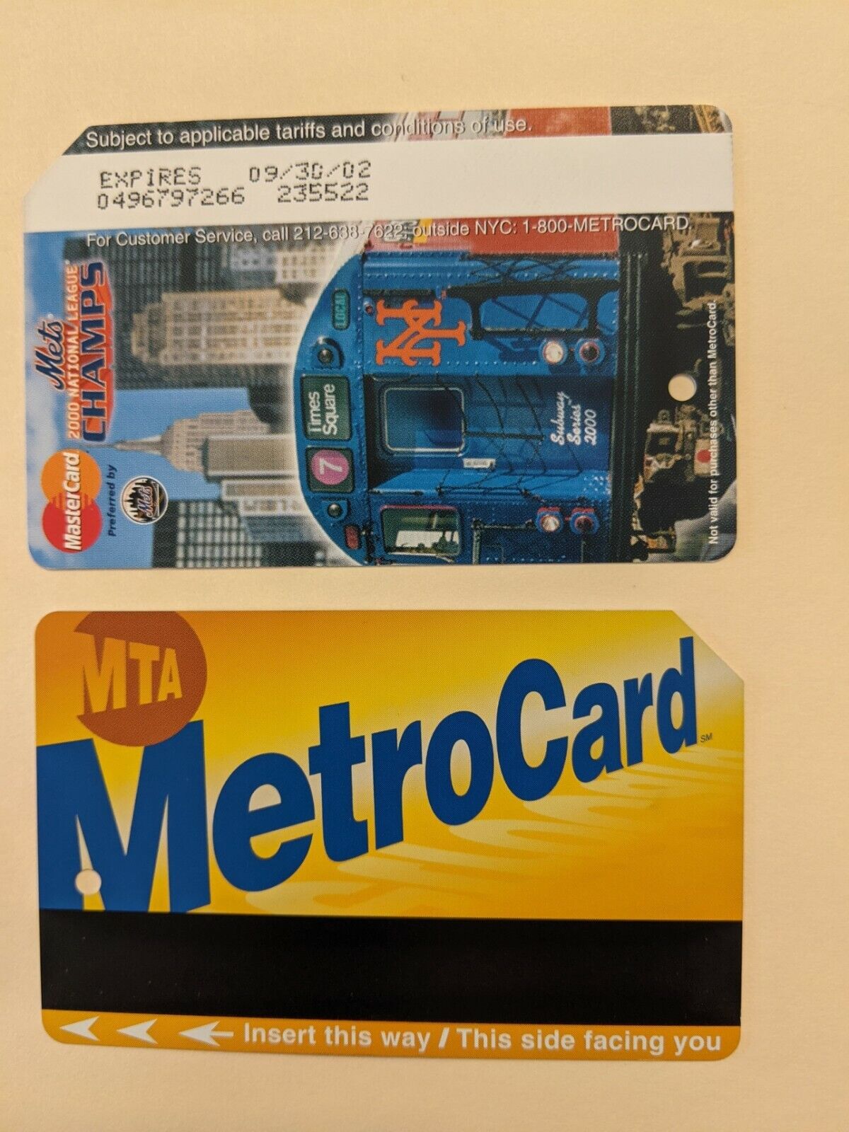 METS Subway Series NYC MetroCard, Expired-Mint condition