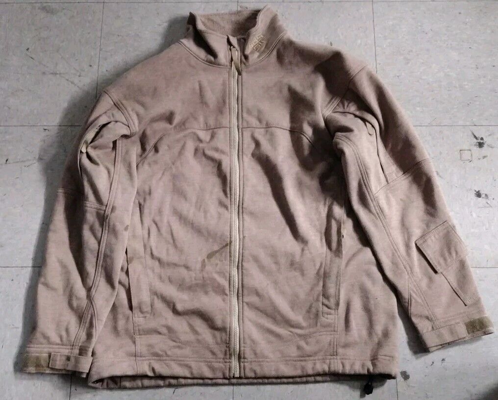 Massif Large Elements Tactical Flame Resistant Tan Jacket Used 