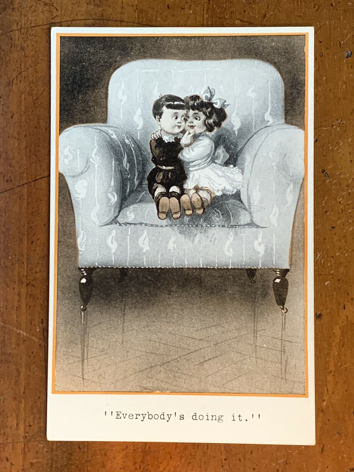 Uns. Gilson, Quaint Kids Series, Children Cuddle in Chair, ca 1910