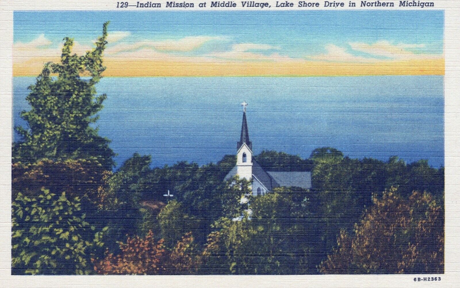 Indian Mission Middle Village Lake Shore Drive Michigan Postcard Unposted